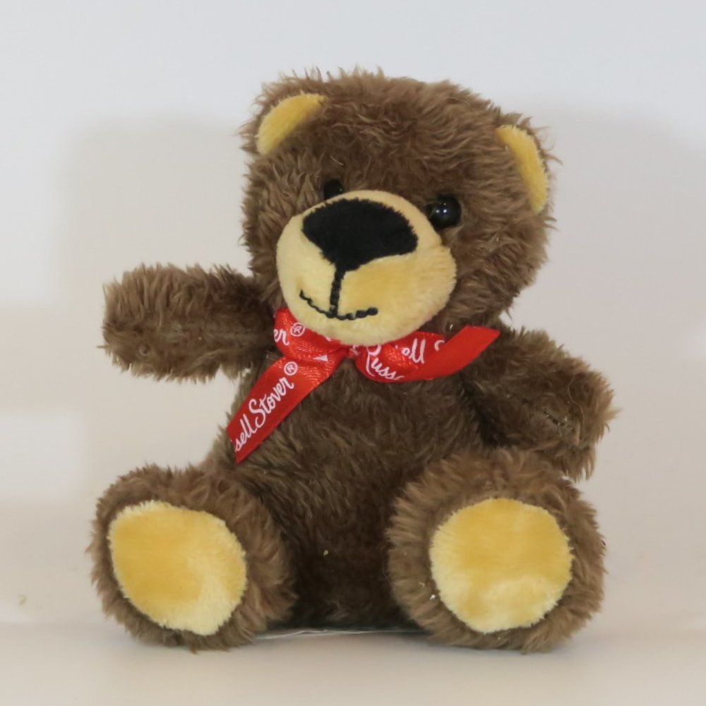 Russell Stover Candy Mini Plush Brown Bear Red Bow